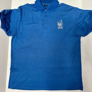 Vintage 90s Screen Stars Union Station Indianapolis Mens Sz XL Blue Polo Shirt